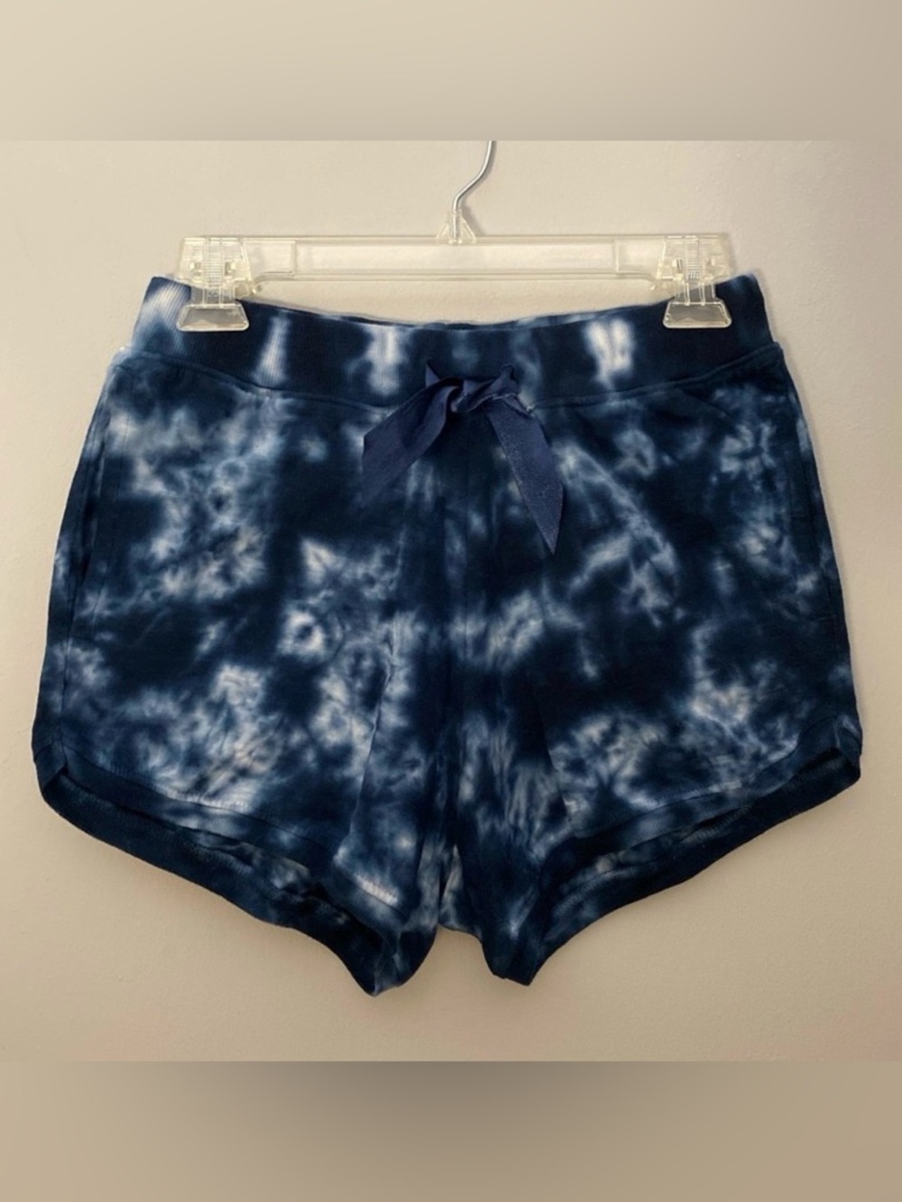 KYODAN Blue Tie Dye High Rise Waist Lounge Sleep Dolphin Shorts Pockets XS/S